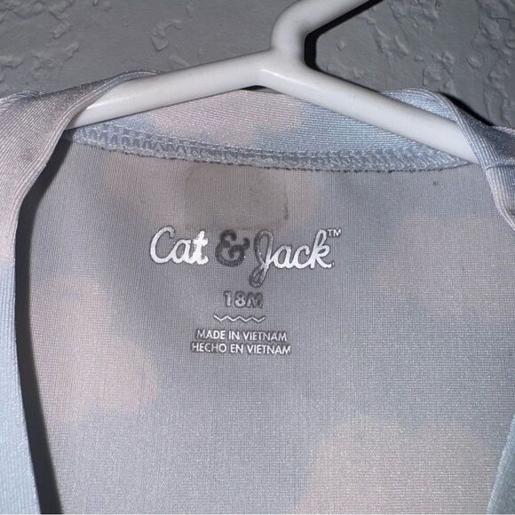 Kid's Cat & Jack Blue Cloud Long Sleeve Rashguard Swim Top - Picture 6 of 7